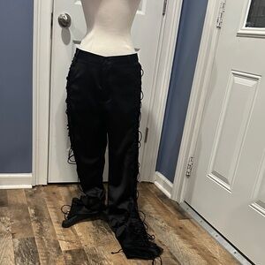 Finesse Black Men's Dress Pants with Lace Detailing